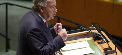 United Nations Secretary-General António Guterres addresses the 79th session of the United Nations General Assembly at United Nations headquarters, Tuesday, Sept. 24, 2024. (AP Photo/Seth Wenig)