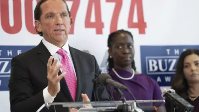 Houston lawyer Tony Buzbee holds a news conference at his office announcing that he's representing 120 accusers who have come forward with sexual misconduct allegations against Sean "Diddy" Combs, the hip-hop mogul who is awaiting trial on sex trafficking charges, Tuesday, Oct. 1, 2024, in Houston. (Elizabeth Conley/Houston Chronicle via AP)