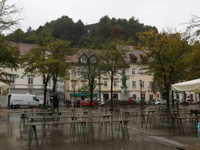 Ljubljanska občina bo predstavila, kakšne načrte ima z drevesi na zahodnem pobočju grajskega griča. Foto: Luka Cjuha