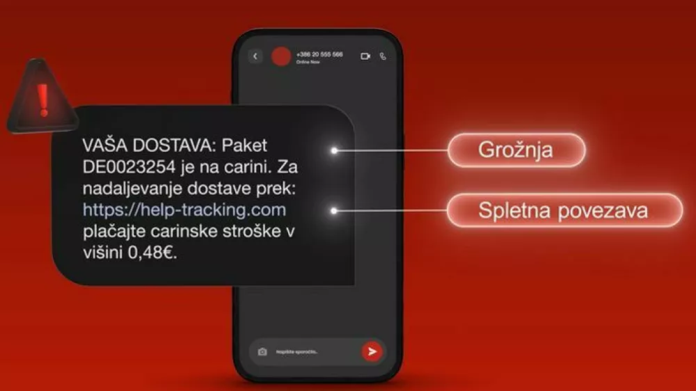 Primer smishinga v imenu pošte, kjer naj bi podatke vpisali pod pretvezo, da gre za plačilo carinskih stroškov. Foto: SI-CERT