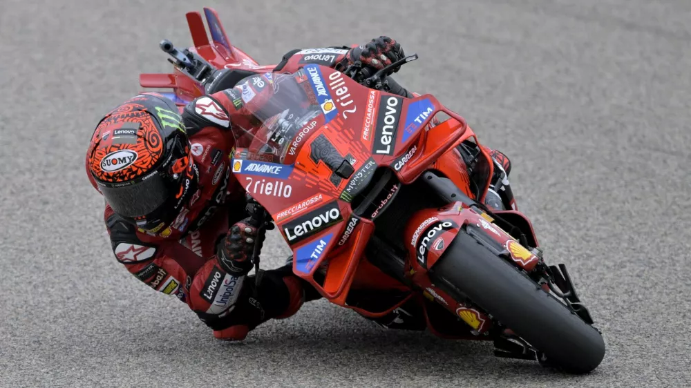 MotoGP - German Grand Prix - Sachsenring, Hohenstein-Ernstthal, Germany - July 7, 2024 Ducati Lenovo Team's Francesco Bagnaia in action during the race REUTERS/Matthias Rietschel