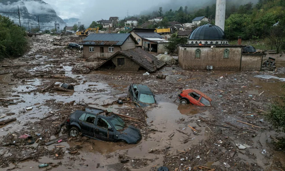 A drone view shows the aftermath of floods and landslides in the village of Donja Jablanica, Bosnia and Herzegovina, October 6, 2024.REUTERS/Marko Djurica