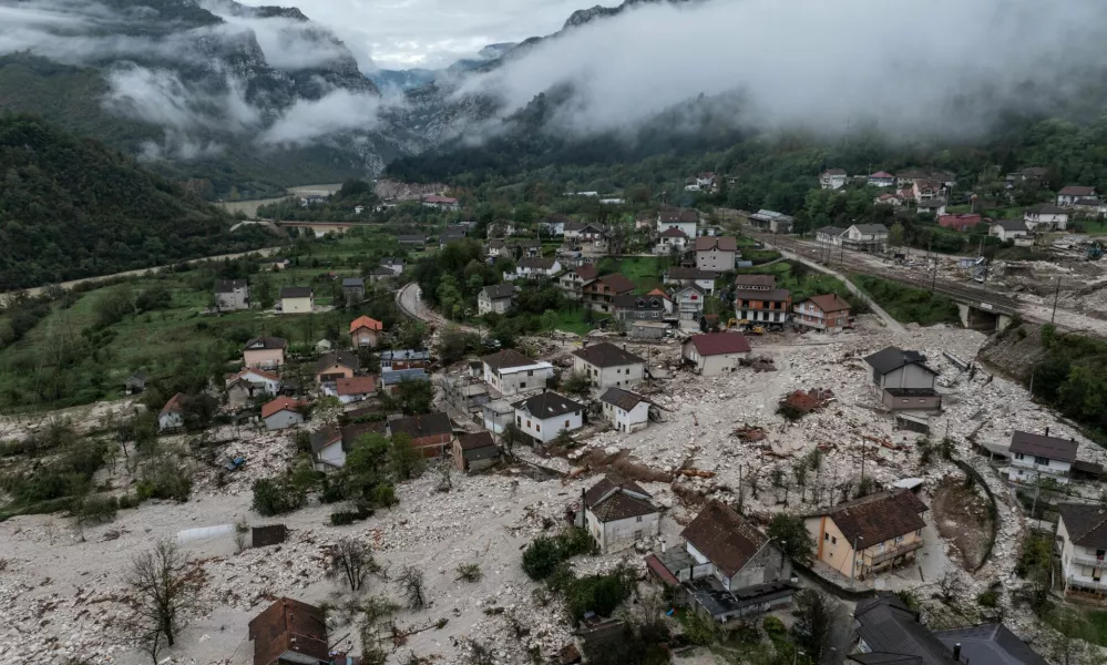 A drone view shows the aftermath of floods and landslides in the village of Donja Jablanica, Bosnia and Herzegovina, October 6, 2024.REUTERS/Marko Djurica