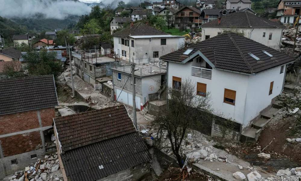 A drone view shows the aftermath of deadly floods and landslides in the village of Donja Jablanica, Bosnia and Herzegovina, October 6, 2024.REUTERS/Marko Djurica