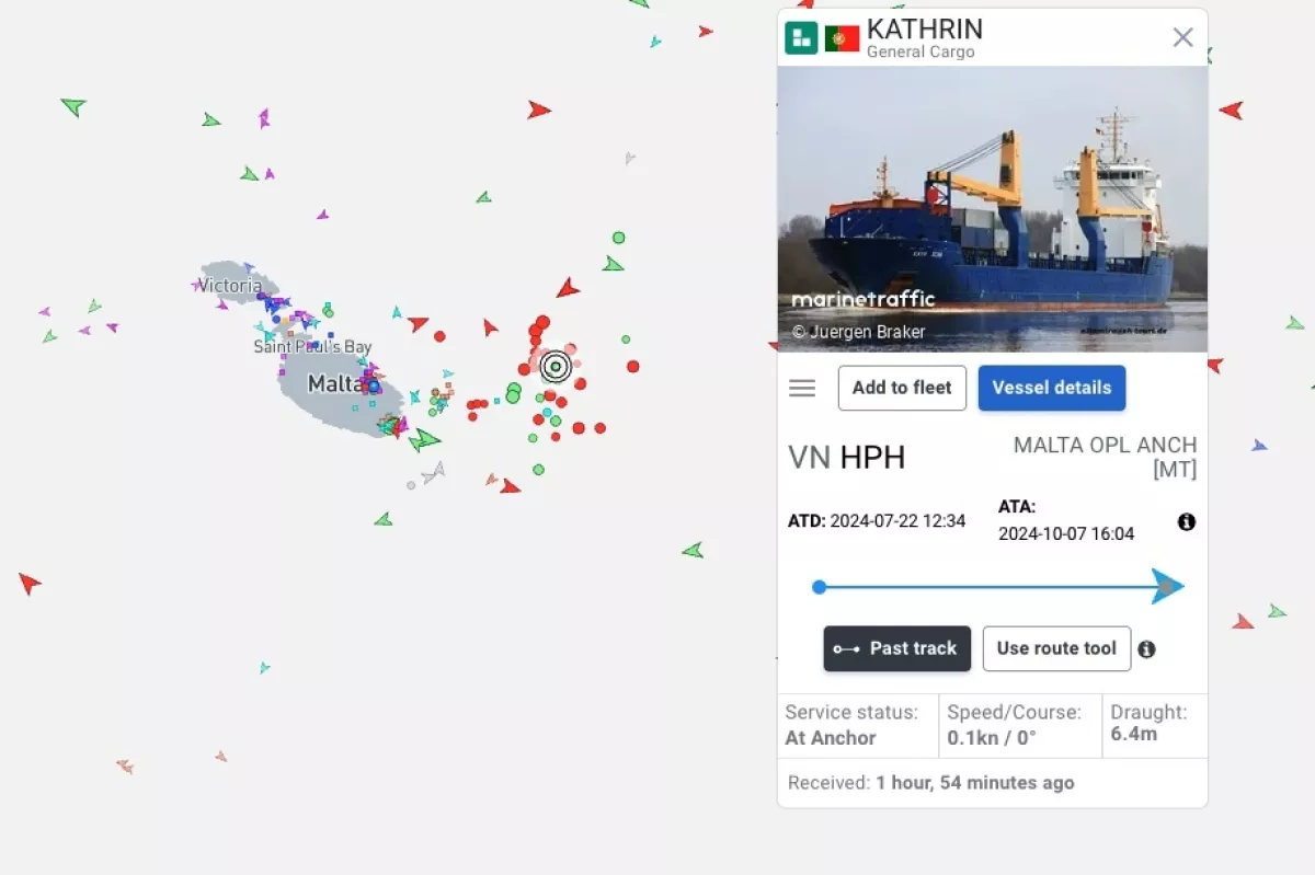 Ladja Kathrin pluje v okolici Malte