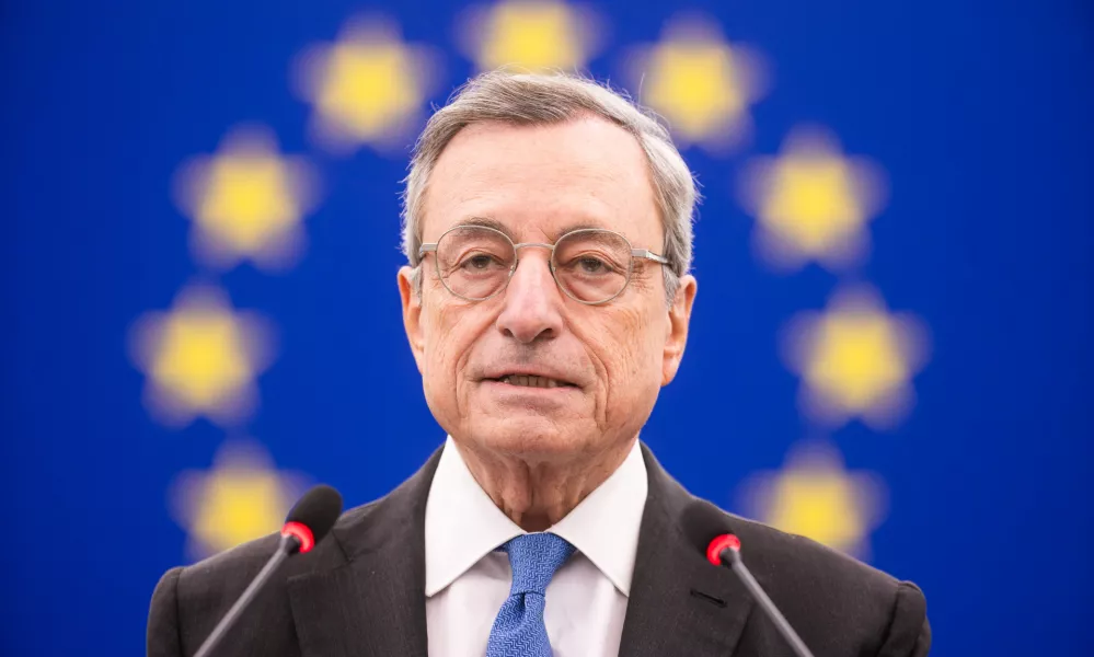 17 September 2024, France, Strassburg: Mario Draghi, former Prime Minister of Italy and former President of the European Central Bank (ECB), speaks during a plenary session of the European Parliament. Photo: Philipp von Ditfurth/dpa / Foto: Philipp Von Ditfurth