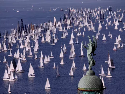 Sailing - The Barcolana, the largest sailing regatta in the world - Trieste, Italy - October 13, 2024 General view during the Barcolana Sailing Regatta REUTERS/Claudia Greco   TPX IMAGES OF THE DAY