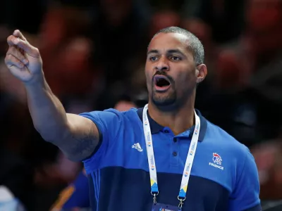 ﻿Men's Handball - France v Sweden - 2017 Men's World Championship, Quarter-Finals - Pierre Mauroy Stadium, Villeneuve d'Ascq near Lille, France - 24/01/17 - France's coach Didier Dinart reacts. REUTERS/Pascal Rossignol