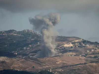 Smoke rises from Jabal al-Rihan, amid ongoing hostilities between Hezbollah and Israeli forces, as seen from Marjayoun, near the Lebanese border with Israel, October 17, 2024. REUTERS/Karamallah Daher