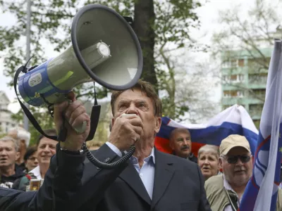 Pavle Rupar03.05.2023 - shod upokojencev, ki ga pripravljata ljudska iniciativa Glas upokojencev Slovenije in Inštitut 1. oktober; Trg republikeFOTO: Luka Cjuha