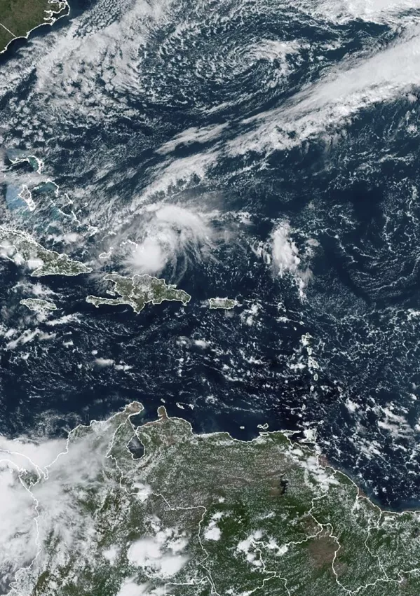 This satellite image provided by NOAA on Saturday, Oct. 19, 2024 shows Hurricane Oscar. (NOAA via AP)