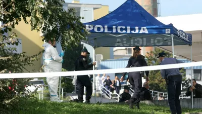 21.10.2024., Zagreb - Policijski ocevid u KBC-u Zagreb u Kispaicevoj ulici na Rebru nakon sto je poginuo ravnatelj bolnice Ante Corusic. Photo: Igor Kralj/PIXSELL