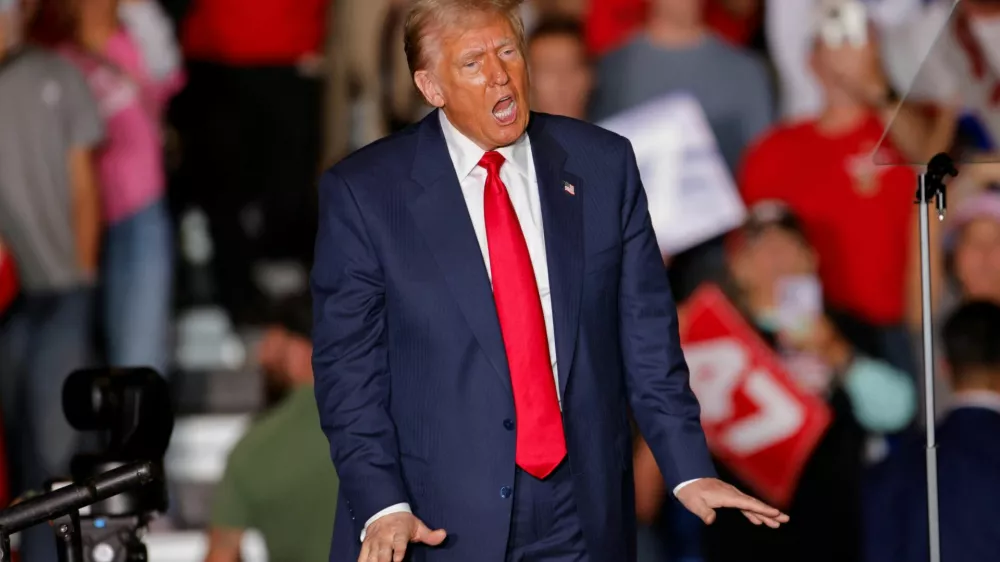 Republican presidential nominee former U.S. President Donald Trump attends a campaign rally in Greensboro Coliseum, in Greensboro, North Carolina, U.S. October 22, 2024. REUTERS/Jonathan Drake