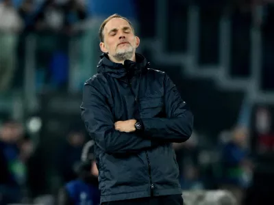 FILE PHOTO: Soccer Football - Champions League - Lazio v Bayern Munich - Stadio Olimpico, Rome, Italy - February 14, 2024 Bayern Munich coach Thomas Tuchel reacts REUTERS/Alberto Lingria/File Photo