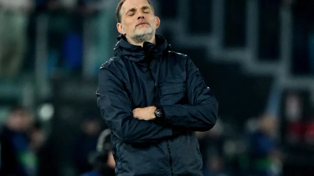 FILE PHOTO: Soccer Football - Champions League - Lazio v Bayern Munich - Stadio Olimpico, Rome, Italy - February 14, 2024 Bayern Munich coach Thomas Tuchel reacts REUTERS/Alberto Lingria/File Photo