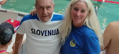 Oče in hči, Viktor Andrej Suša in Barbara Suša sta plavalca veterana, ki sta bolečine v hrbtenici omilila s plavanjem. Foto osebni arhiv