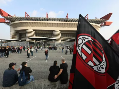 Soccer Football - Champions League - AC Milan v Club Brugge - San Siro, Milan, Italy - October 22, 2024 General view outside the stadium before the match REUTERS/Claudia Greco