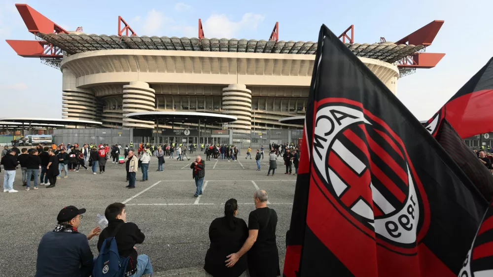 Soccer Football - Champions League - AC Milan v Club Brugge - San Siro, Milan, Italy - October 22, 2024 General view outside the stadium before the match REUTERS/Claudia Greco