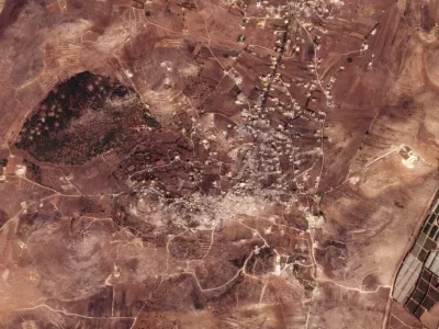 A satellite image shows Yaroun after the destruction, amid ongoing hostilities between Hezbollah and Israel, in Lebanon October 23, 2024. Planet Labs Inc/Handout via REUTERS THIS IMAGE HAS BEEN SUPPLIED BY A THIRD PARTY. MANDATORY CREDIT.