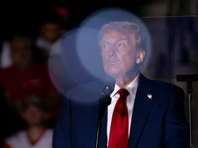 Republican presidential nominee and former U.S. President Donald Trump speaks during an election rally in Atlanta, Georgia, U.S., October 28, 2024. REUTERS/Cheney Orr