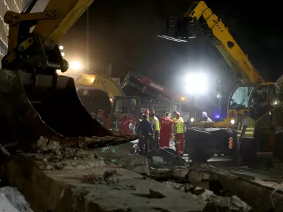 Rescuers work at the scene where the roof of a train station collapsed, killing several people, in Novi Sad, Serbia November 1, 2024. REUTERS/Zorana Jevtic