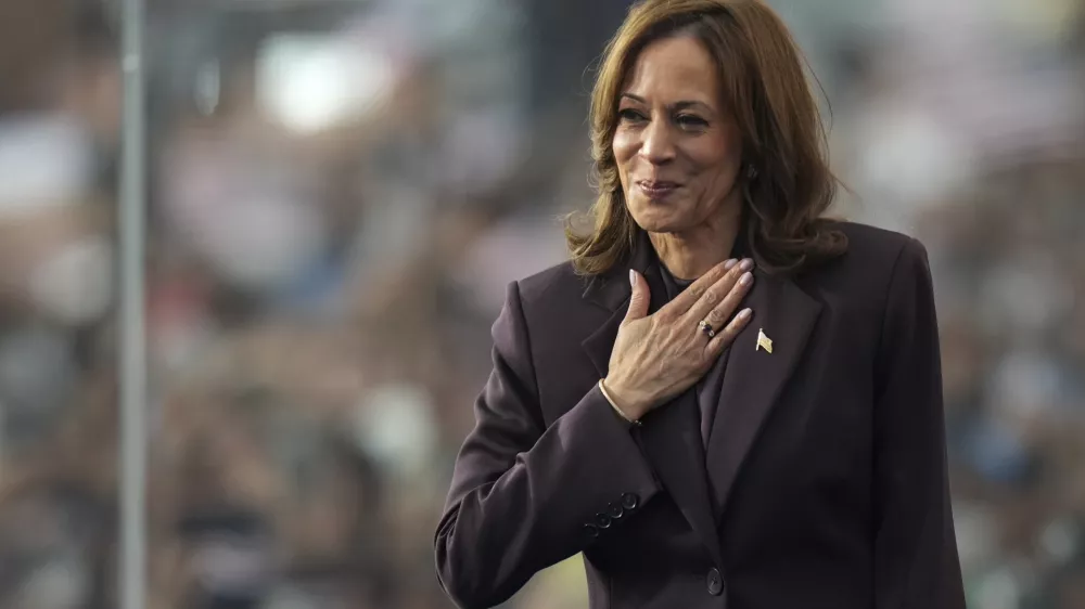 Vice President Kamala Harris gestures as she delivers a concession speech for the 2024 presidential election, Wednesday, Nov. 6, 2024, on the campus of Howard University in Washington. (AP Photo/Stephanie Scarbrough)