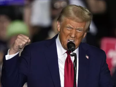 Republican presidential nominee former President Donald Trump speaks at a campaign rally in Allentown, Pa., Tuesday, Oct. 29, 2024. (AP Photo/Matt Rourke)