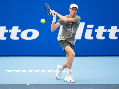 05 November 2024, Italy, Giaveno: Italian tennis player Jannik Sinner in action during a training session, ahead of Nitto ATP Finals tennis tournament. Photo: Marco Alpozzi/LaPresse via ZUMA Press/dpa