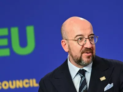 European Council President Charles Michel speaks during a press conference during the informal EU Summit at the Puskas Arena, in Budapest, Hungary, November 8, 2024. REUTERS/Marton Monus