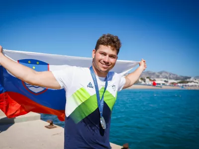 Francija, Marseille.Poletne olimpijske igre 2024 v Parizu.Formula kajt, finale.Slovenski jadralec Toni Vodisek.