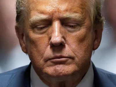 FILE PHOTO: Former US President Donald Trump after a jury found him guilty on all 34 counts in his criminal trial in New York State Supreme Court in New York, New York, USA, 30 May 2024. Trump is facing 34 felony counts of falsifying business records related to payments made to adult film star Stormy Daniels during his 2016 presidential campaign.   JUSTIN LANE/Pool via REUTERS/File Photo