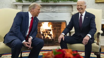 President Joe Biden meets with President-elect Donald Trump in the Oval Office of the White House, Wednesday, Nov. 13, 2024, in Washington. (AP Photo/Evan Vucci)