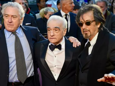 2A4B270 Al Pacino, Robert De Niro. Martin Scorsese. "The Irishman", Closing Night Gala, BFI London Film Festival, Odeon Luxe, Leicester Square, London. UK