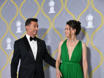 2YD9HC8 Hugh Jackman and Sutton Foster attend The 75th Annual Tony Awards - Arrivals on June 12, 2022 at Radio City Music Hall in New York City.