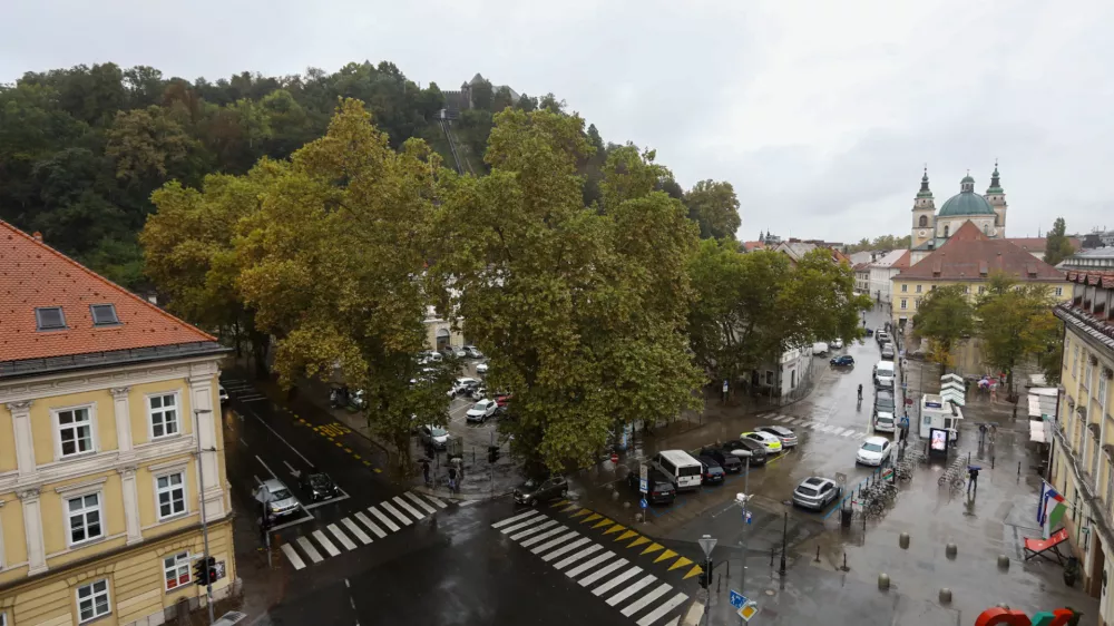 3.10.2024 - Grajski grič - Ljubljanski grad, območcje pred posekom dreves. Foto: Luka Cjuha