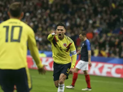 M9A7X8 Paris, France. 23rd Mar, 2018. Radamel Falcao react during the friendly football match between France and Colombia at the Stade de France, in Saint-Denis, on the outskirts of Paris.final score Credit: Elyxandro Cegarra/SOPA Images/ZUMA Wire/Alamy Live News