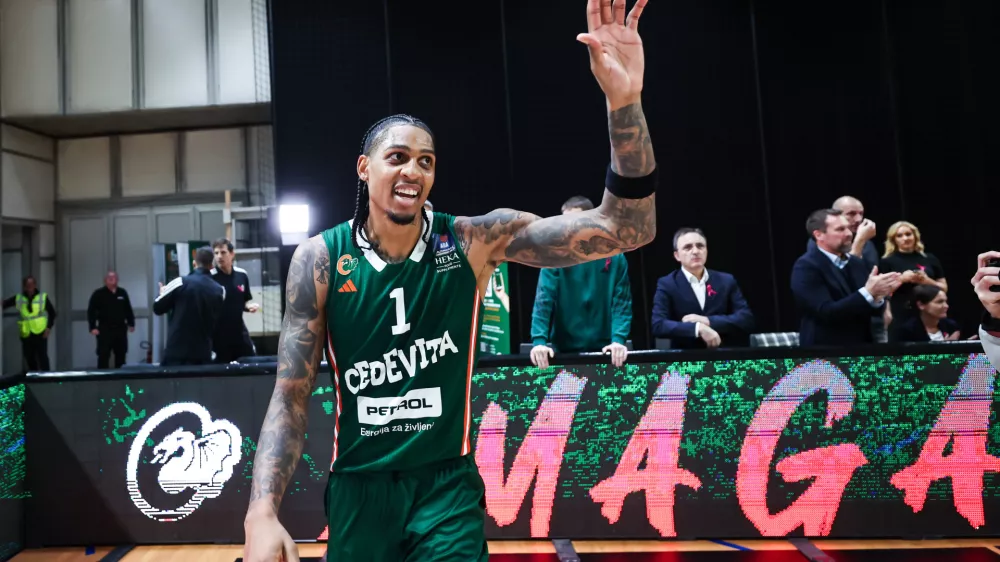 Devin Robinson in action during ABA League 2024/2025 basketball match between Cedevita Olimpija and Split in Ljubljana, Slovenia on October 12, 2024