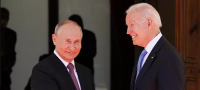 ﻿U.S. President Joe Biden and Russia's President Vladimir Putin shake hands as they arrive for the U.S.-Russia summit at Villa La Grange in Geneva, Switzerland, June 16, 2021. REUTERS/Kevin Lamarque