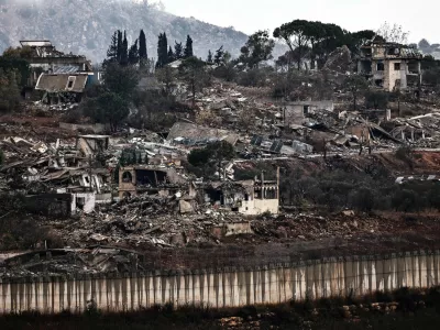 A view of destruction in southern Lebanon, amid cross-border hostilities between Hezbollah and Israel, as seen from northern Israel, November 18, 2024. REUTERS/Thomas Peter  EDITOR'S NOTE: REUTERS WAS GIVEN ACCESS TO ((METULA)) BY THE ISRAELI MILITARY. REUTERS PHOTOGRAPHS WERE REVIEWED BY THE IDF AS PART OF THE CONDITIONS OF THE EMBED. NO PHOTOS WERE REMOVED.