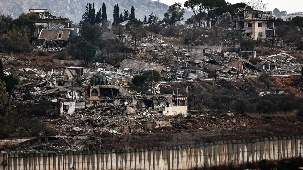 A view of destruction in southern Lebanon, amid cross-border hostilities between Hezbollah and Israel, as seen from northern Israel, November 18, 2024. REUTERS/Thomas Peter  EDITOR'S NOTE: REUTERS WAS GIVEN ACCESS TO ((METULA)) BY THE ISRAELI MILITARY. REUTERS PHOTOGRAPHS WERE REVIEWED BY THE IDF AS PART OF THE CONDITIONS OF THE EMBED. NO PHOTOS WERE REMOVED.