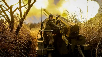 A serviceman of 24th Mechanized brigade named after King Danylo of the Ukrainian Armed Forces fires a 2s5 "Hyacinth-s" self-propelled howitzer towards Russian troops at a front line, amid Russia's attack on Ukraine, near the town of Chasiv Yar in Donetsk region, Ukraine November 18, 2024. Oleg Petrasiuk/Press Service of the 24th King Danylo Separate Mechanized Brigade of the Ukrainian Armed Forces/Handout via REUTERS ATTENTION EDITORS - THIS IMAGE HAS BEEN SUPPLIED BY A THIRD PARTY.