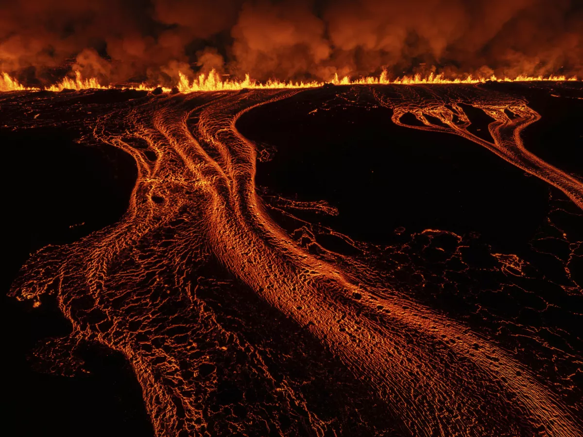 A new volcanic eruption that started on the Reykjanes Peninsula in Iceland, Wednesday, Nov.20, 2024. (AP Photo/Marco di Marco)