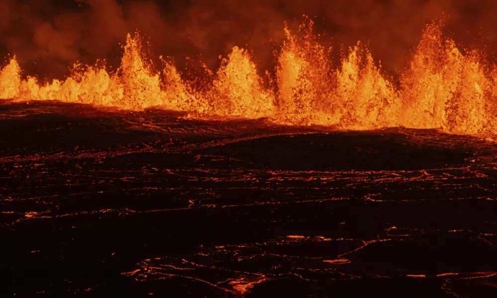 A new volcanic eruption that started on the Reykjanes Peninsula in Iceland, Wednesday, Nov.20, 2024. (AP Photo/Marco di Marco)