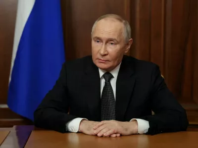 FILE PHOTO: Russian President Vladimir Putin makes a televised address, dedicated to a military conflict in Ukraine and in particular to Russia's launch of a hypersonic medium-range ballistic missile attack on a military facility in response to recent Ukrainian long-range strikes with Western weapons, in Moscow, Russia November 21, 2024. Sputnik/Vyacheslav Prokofyev/Pool via REUTERS ATTENTION EDITORS - THIS IMAGE WAS PROVIDED BY A THIRD PARTY./File Photo