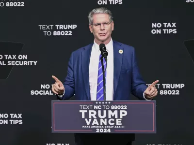 FILE - Investor Scott Bessent speaks on the economy in Asheville, N.C., Aug. 14, 2024. (AP Photo/Matt Kelley, File)