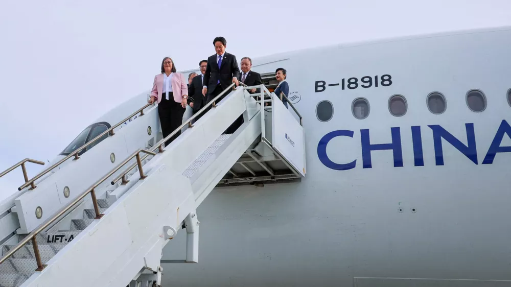 Taiwan's President Lai Ching-te arrives at Daniel K. Inouye International Airport in Honolulu, Hawaii, U.S. November 30, 2024. Office of Hawaii Governor/Handout via REUTERS NO RESALES. NO ARCHIVES. THIS IMAGE HAS BEEN SUPPLIED BY A THIRD PARTY