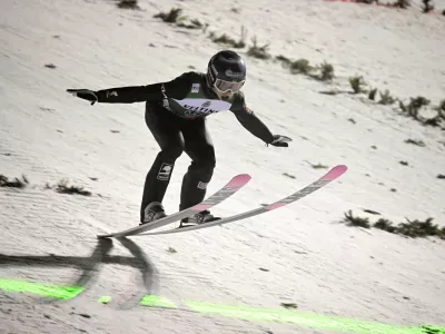 Ski Jumping - FIS Ski Jumping World Cup - Ruka, Finland - December 1, 2024 Estonia's Artti Aigro in action during the Men's Individual Mass Start Large Hill HS142 MARKKU ULANDER/Lehtikuva via REUTERS  ATTENTION EDITORS - THIS IMAGE WAS PROVIDED BY A THIRD PARTY. NO THIRD PARTY SALES. NOT FOR USE BY REUTERS THIRD PARTY DISTRIBUTORS. FINLAND OUT. NO COMMERCIAL OR EDITORIAL SALES IN FINLAND. 