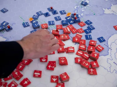 Pieces representing assets and issues to contend with sit on a map during a House Select Committee on the Strategic Competition Between the United States and the Chinese Communist Party meeting on "Taiwan Tabletop Exercise (TTX)," a war games simulation, on Capitol Hill in Washington, U.S., April 19, 2023. REUTERS/Amanda Andrade Rhoades