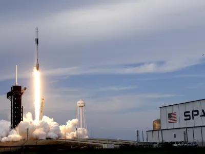 A SpaceX Falcon 9 rocket, with the Dragon capsule and a crew of four private astronauts, lifts off from Pad 39A at the Kennedy Space Center in Cape Canaveral, Fla., Sunday, May 21, 2023. (AP Photo/John Raoux)