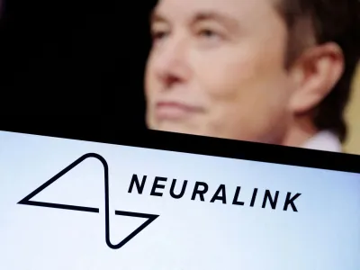 FILE PHOTO: Neuralink logo and Elon Musk photo are seen in this illustration taken, December 19, 2022. REUTERS/Dado Ruvic/Illustration/File Photo